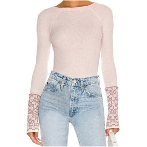 FREE PEOPLE SHE'S REVERSIBLE CUFF w/ CONTRASTING PATTERN Long Sleeve - Picture 2 of 8